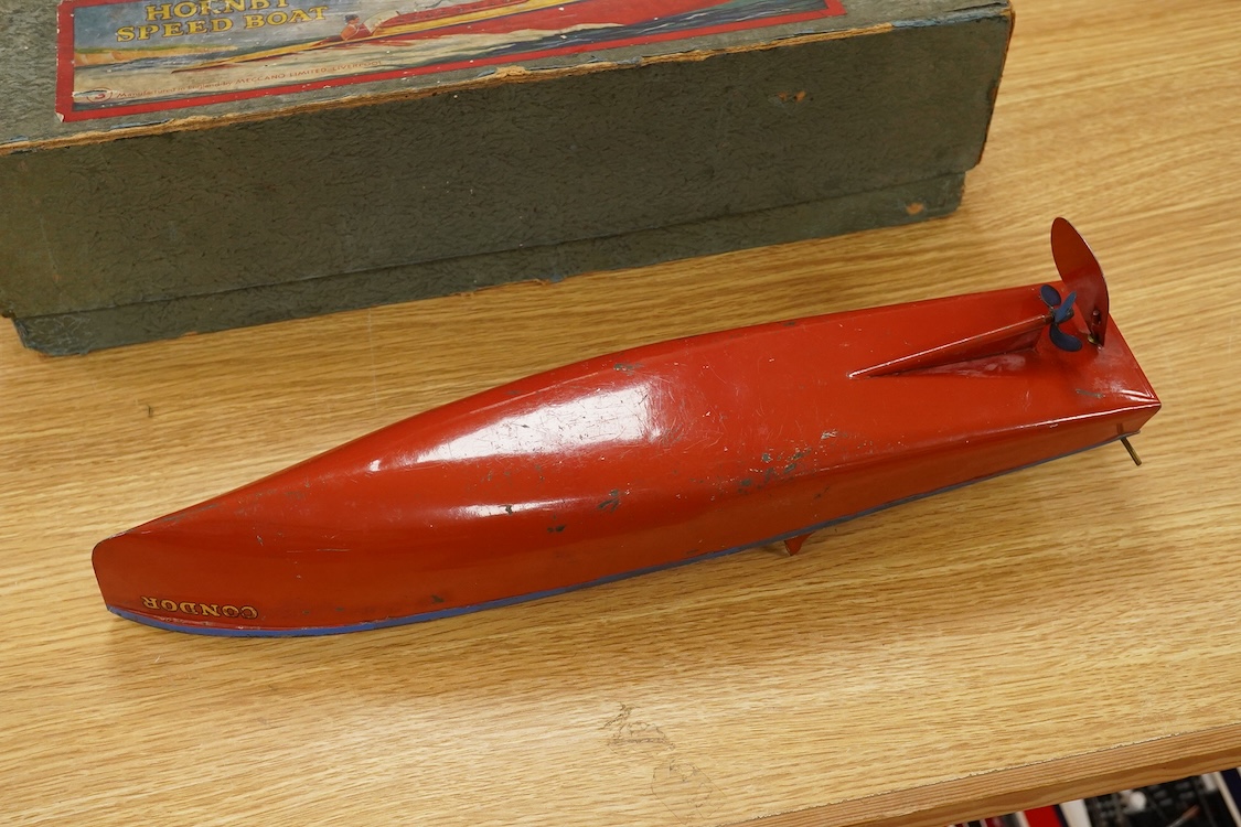 A boxed Hornby tinplate clockwork Speed Boat No.3, Condor